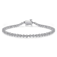 14K White Gold Buttercup Set Diamond Tennis Bracelet