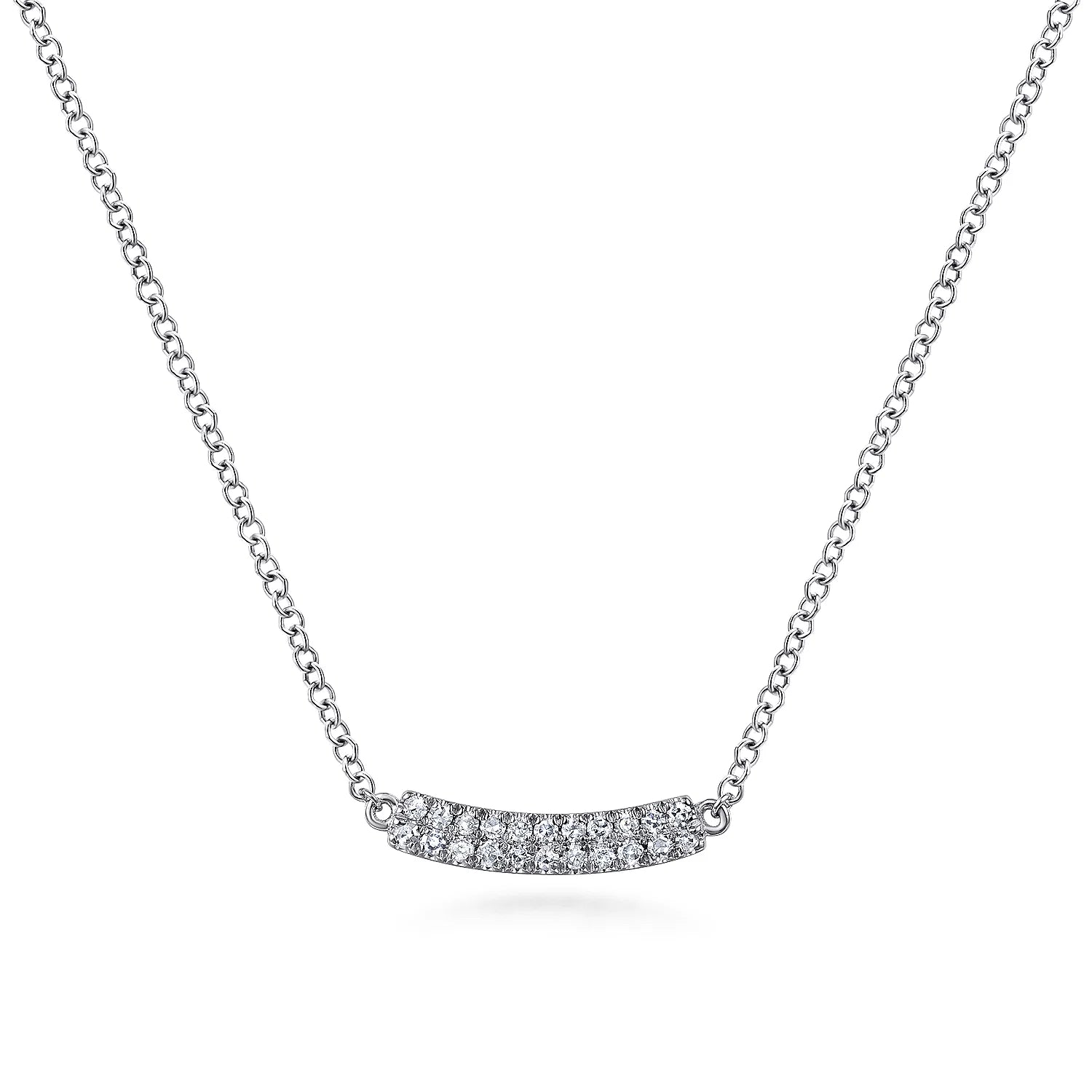 Curved Pavé Diamond Bar Necklace