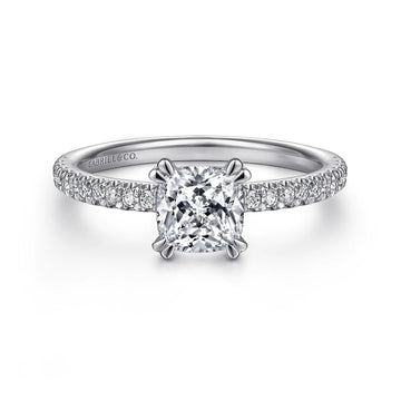 Gabriel & Co 14K White Gold Cushion Cut Diamond Engagement Ring