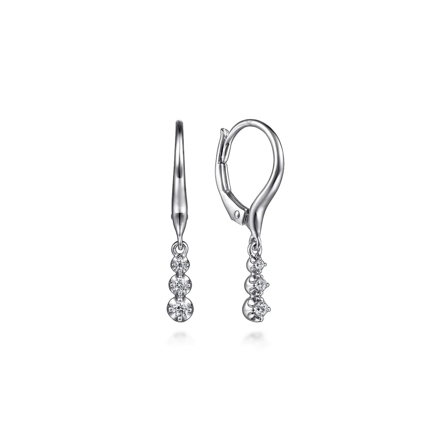 14K White Gold Diamond Drop Earrings