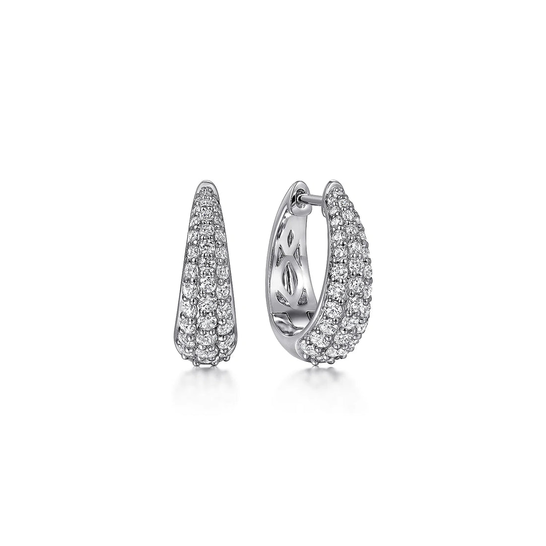 14K White Gold Diamond Huggie Earrings