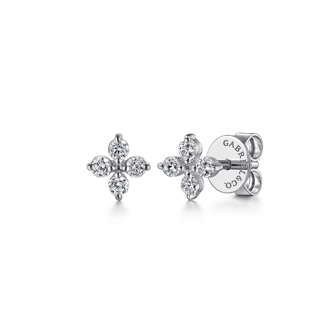 14K White Gold Diamond Stud Earrings