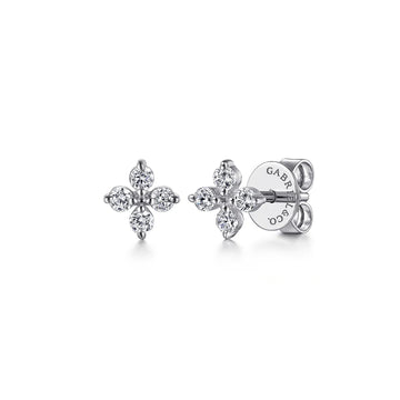 14K White Gold Diamond Stud Earrings