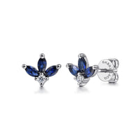 14K White Gold Diamond and Sapphire Stud Earrings