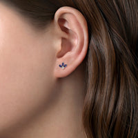 14K White Gold Diamond and Sapphire Stud Earrings