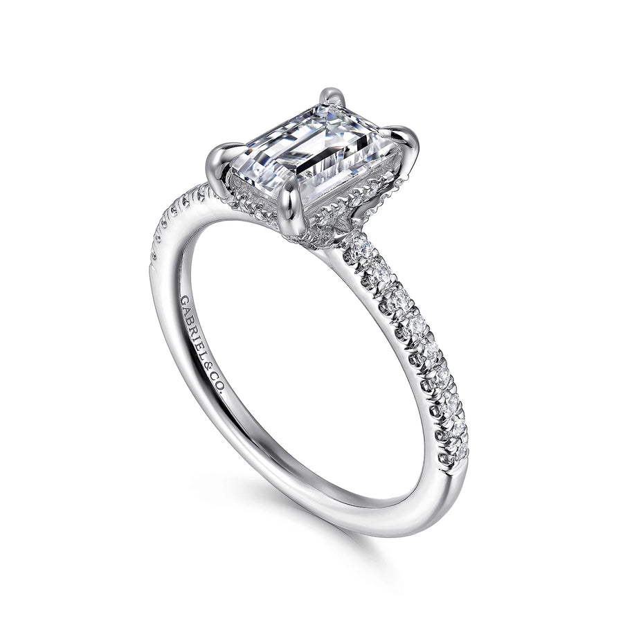 Gabriel & Co 14K White Gold Emerald Cut Diamond Engagement Ring