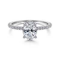 Gabriel & Co 14k White Gold Oval Cut Hidden Halo Engagement Ring