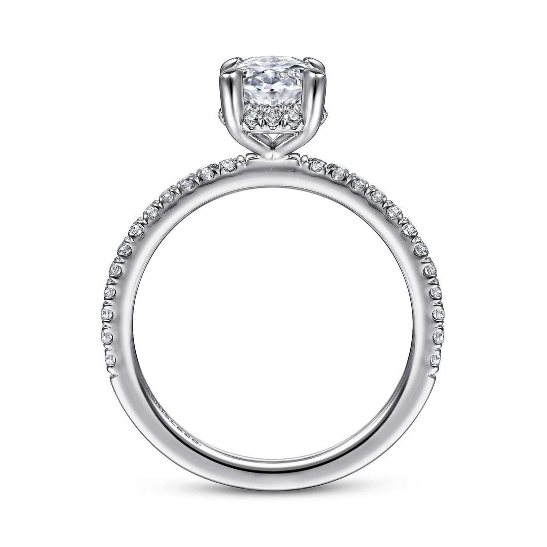 Gabriel & Co 14k White Gold Oval Cut Hidden Halo Engagement Ring