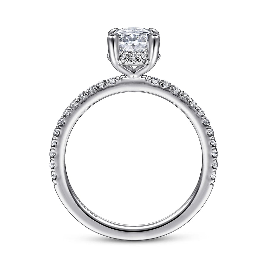 Gabriel & Co 14k White Gold Oval Cut Hidden Halo Engagement Ring