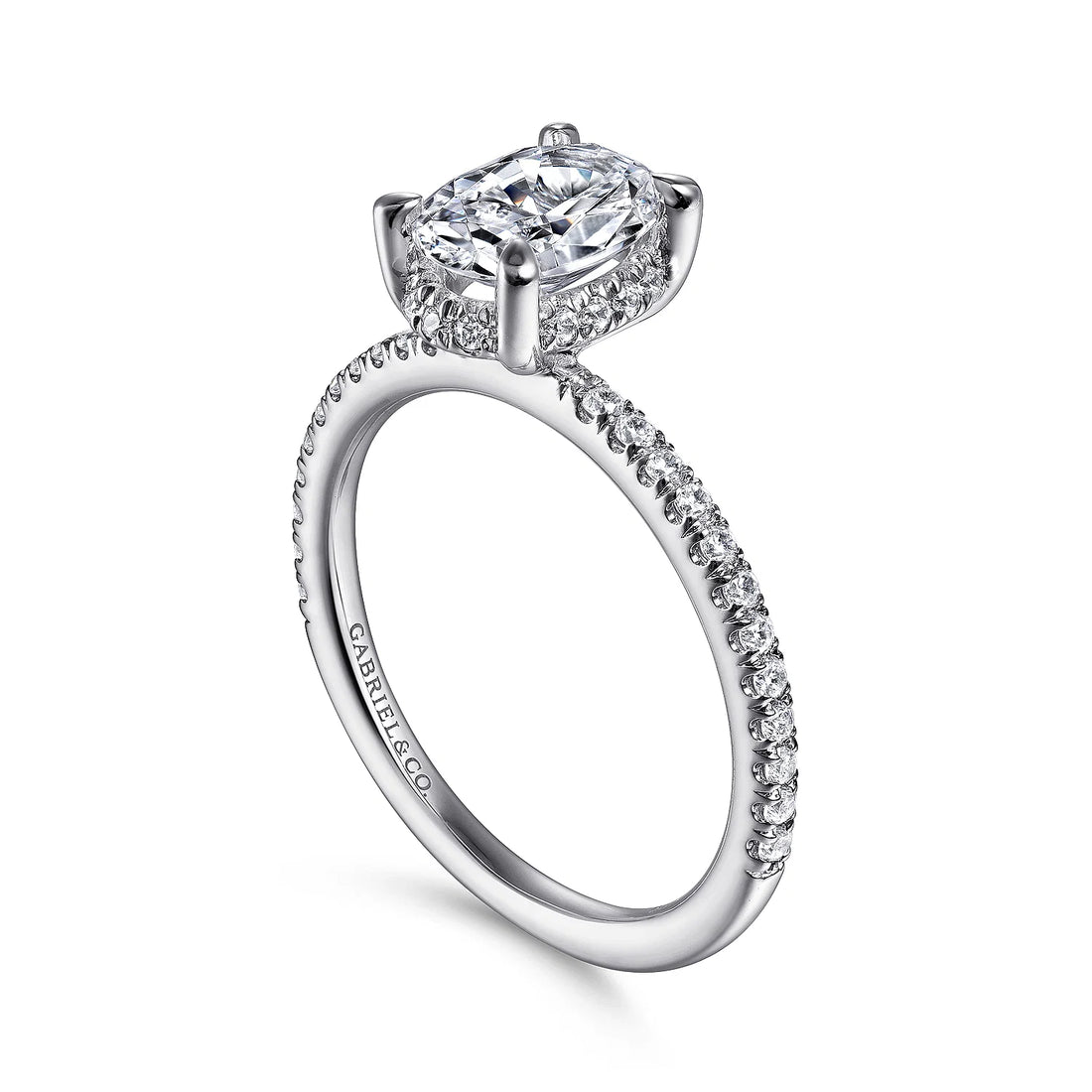 Gabriel & Co 14k White Gold Oval Cut Hidden Halo Engagement Ring