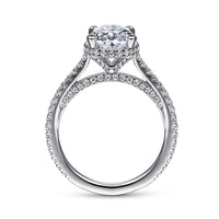 Gabriel & Co 18k White Gold Oval Cut Hidden Halo Engagement Ring