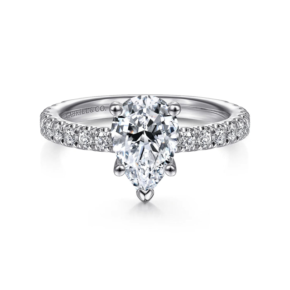 Gabriel & Co 14k White Gold Pear Halo Engagement Ring