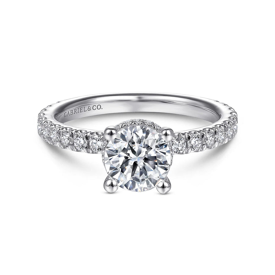 Gabriel & Co 14k White Gold Hidden Halo  Engagement Ring