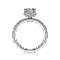 Gabriel & Co 14k White Gold Round Cut Hidden Halo Engagement Ring