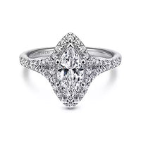 Gabriel & Co 14K White Gold Marquise Halo Diamond Engagement Ring
