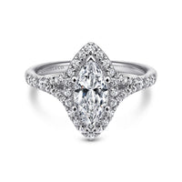 Gabriel & Co 14K White Gold Marquise Halo Diamond Engagement Ring