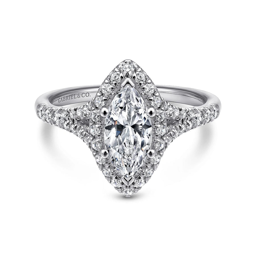 Gabriel & Co 14K White Gold Marquise Halo Diamond Engagement Ring