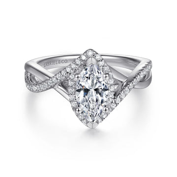 Gabriel & Co 14K White Gold Marquise Halo Diamond Engagement Ring