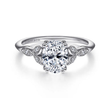 Gabriel & Co 14k White Gold Victorian Oval Engagement Ring