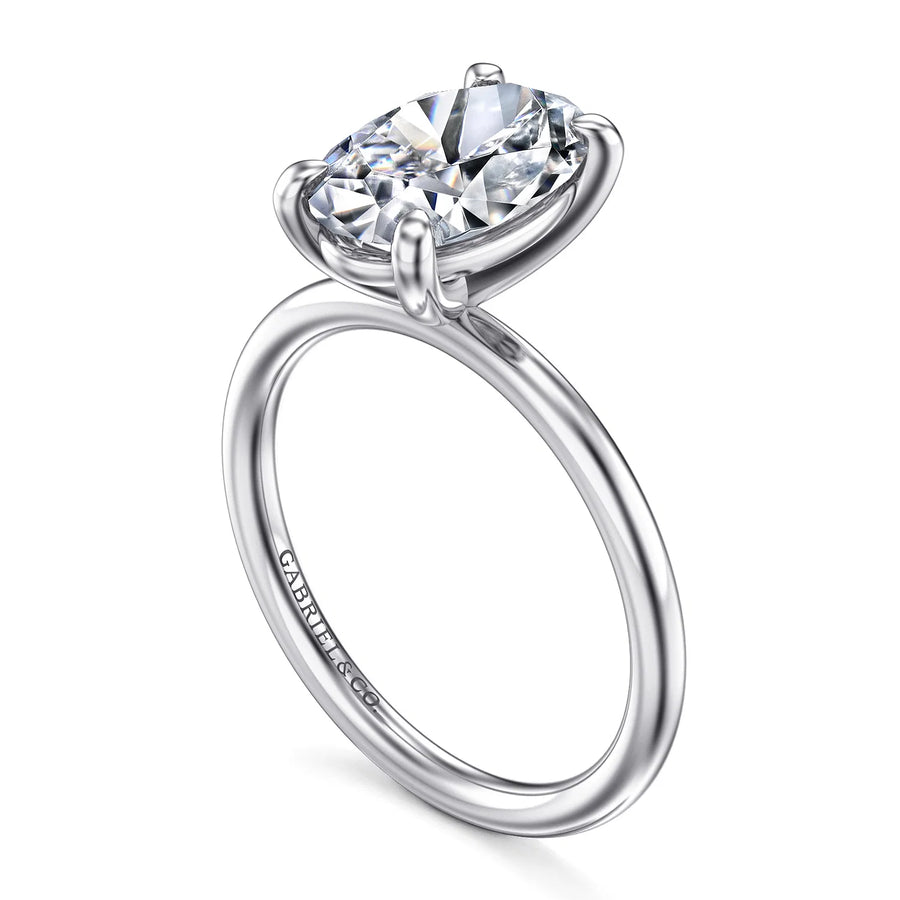 Gabriel & Co 14K White Gold Oval Solitaire Diamond Engagement Ring