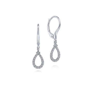 14K White Gold Pear Shaped Diamond Drop Earrings