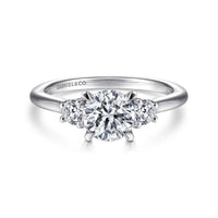 Gabriel & Co 14k White Gold Three Stone Engagement Ring