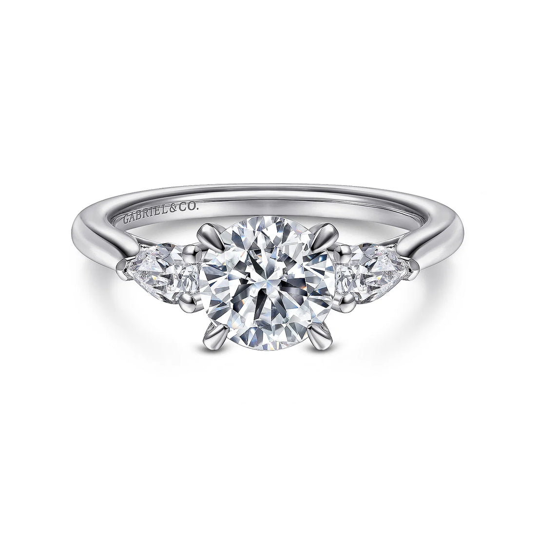 Gabriel & Co 14k White Gold Three Stone Engagement Ring