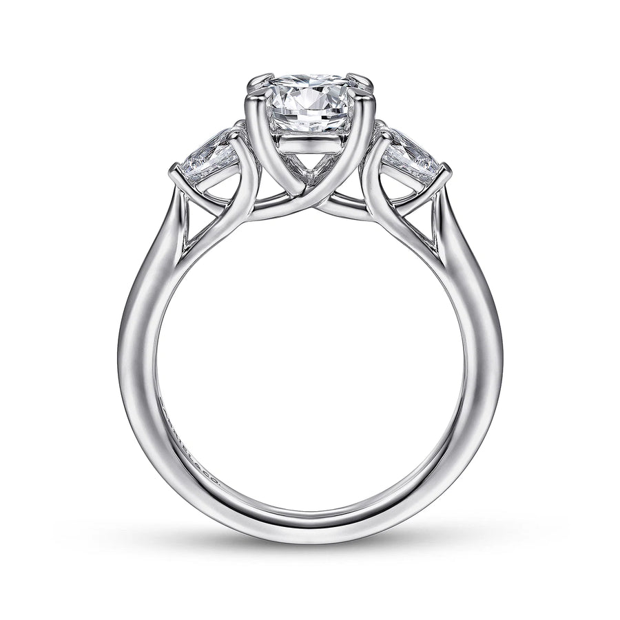 Gabriel & Co 14k White Gold Three Stone Engagement Ring