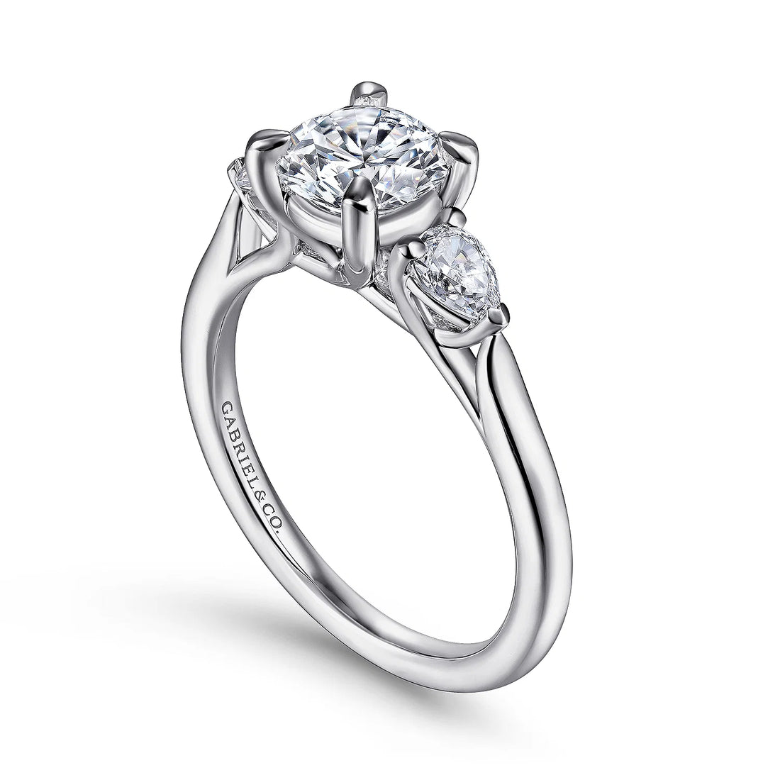 Gabriel & Co 14k White Gold Three Stone Engagement Ring