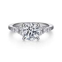 Gabriel & Co 14K White Gold Round Diamond Cluster Engagement Ring