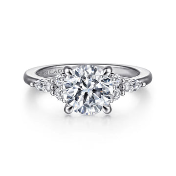 Gabriel & Co 14K White Gold Round Diamond Cluster Engagement Ring