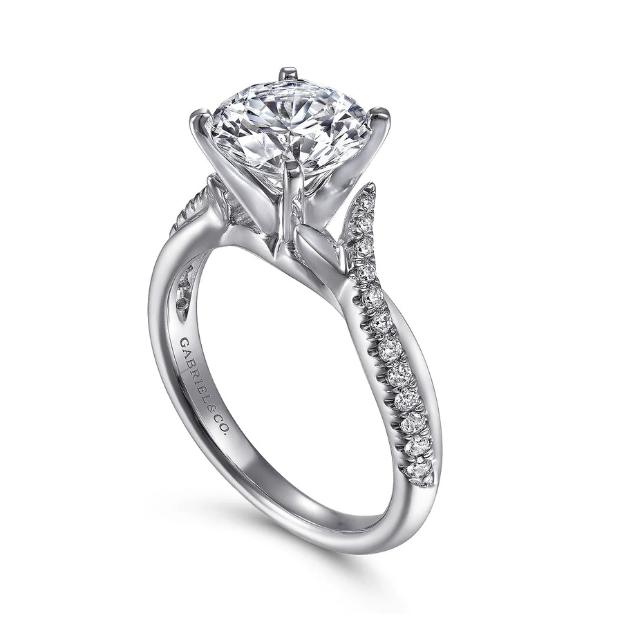 Gabriel & Co 14K White Gold Twisted Diamond Engagement Ring