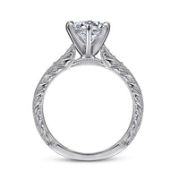 Gabriel & Co 14K White Gold Vintage Inspired Diamond Engagement Ring