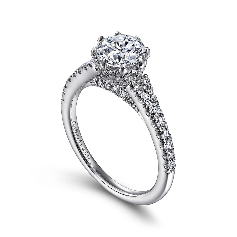 Gabriel & Co 14K White Gold Round Diamond Engagement Ring