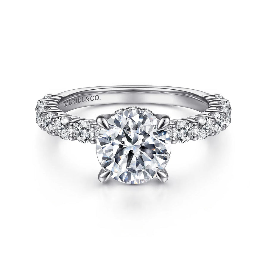 Gabriel & Co 14K White Gold Round Diamond Engagement Ring