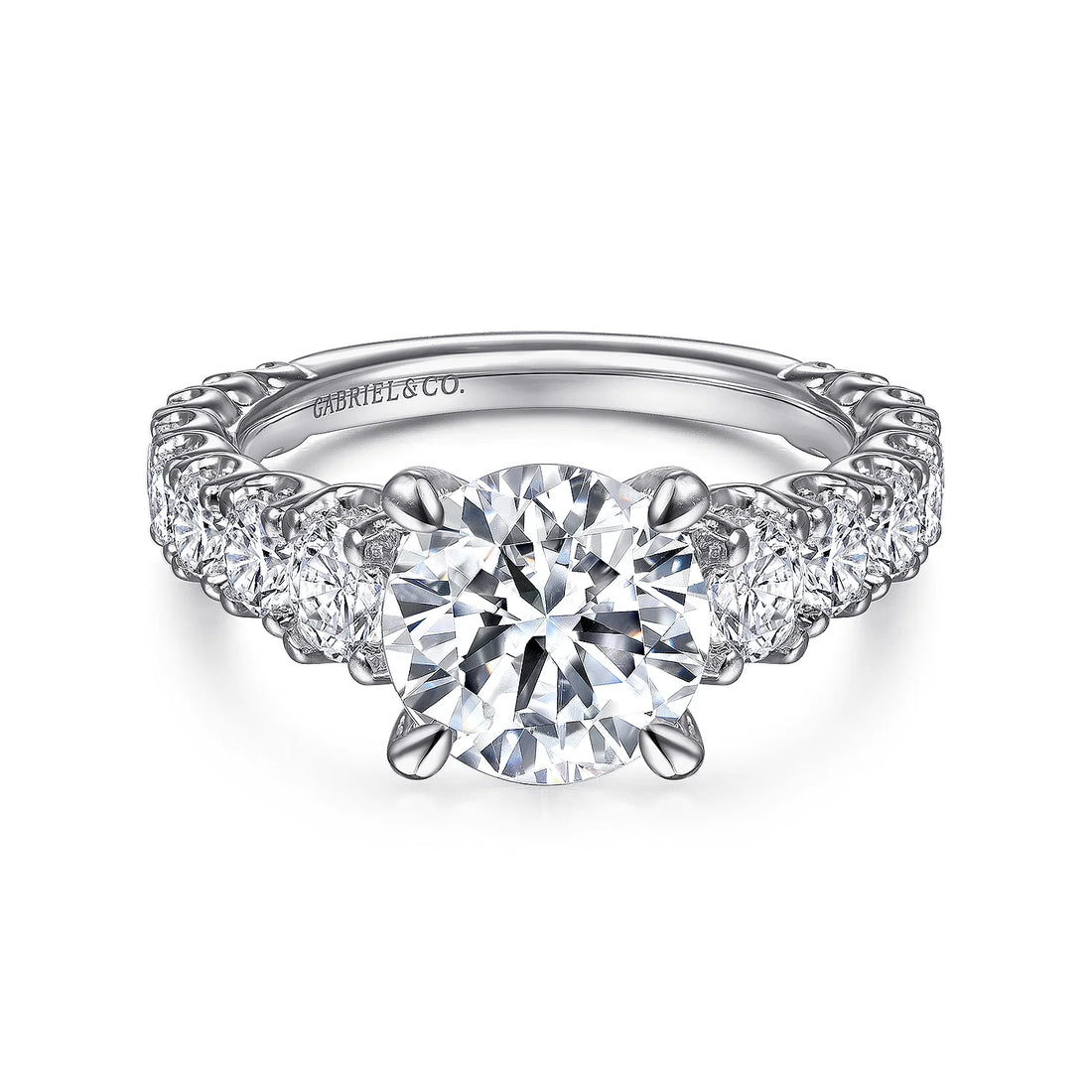 Gabriel & Co 14K White Gold Round Diamond Engagement Ring