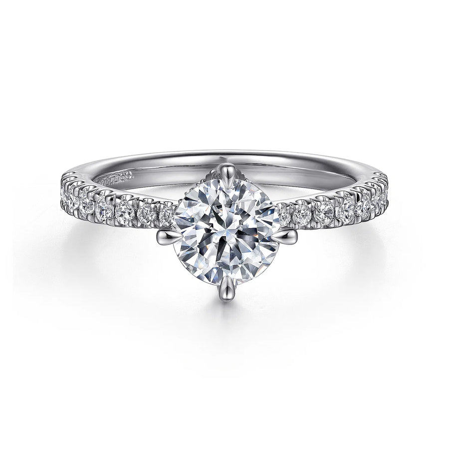 Gabriel & Co 14K White Gold Round Diamond Engagement Ring