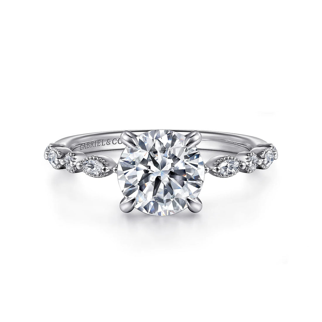 Gabriel & Co 14k White Gold Round Engagement Ring