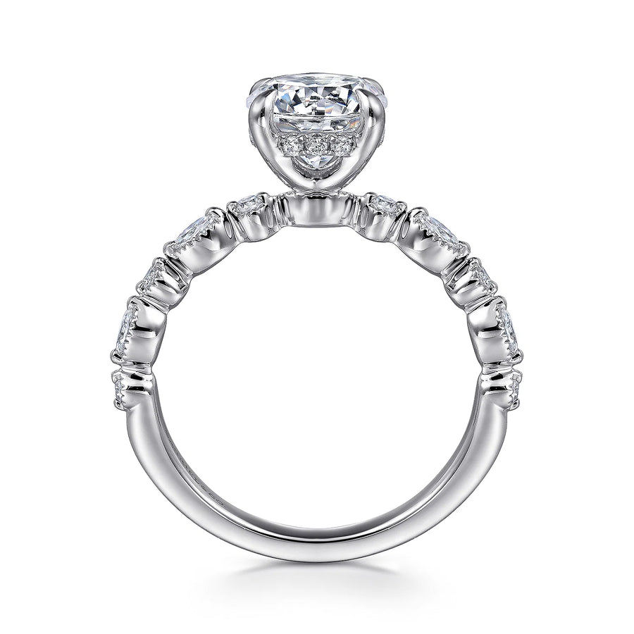 Gabriel & Co 14k White Gold Round Engagement Ring