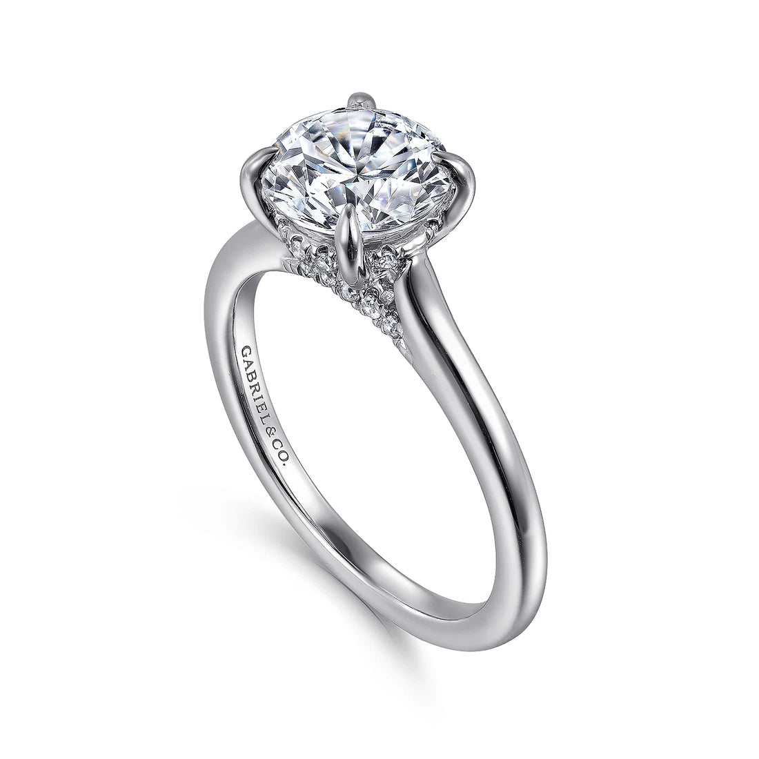 Gabriel & Co 14k White Gold Round Engagement Ring