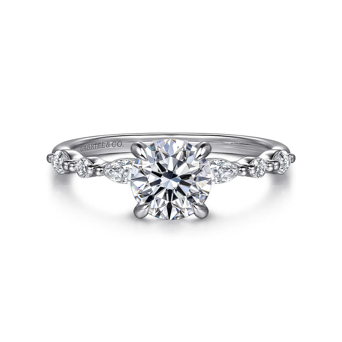 Gabriel & Co 14K White Gold Round Diamond Engagement Ring