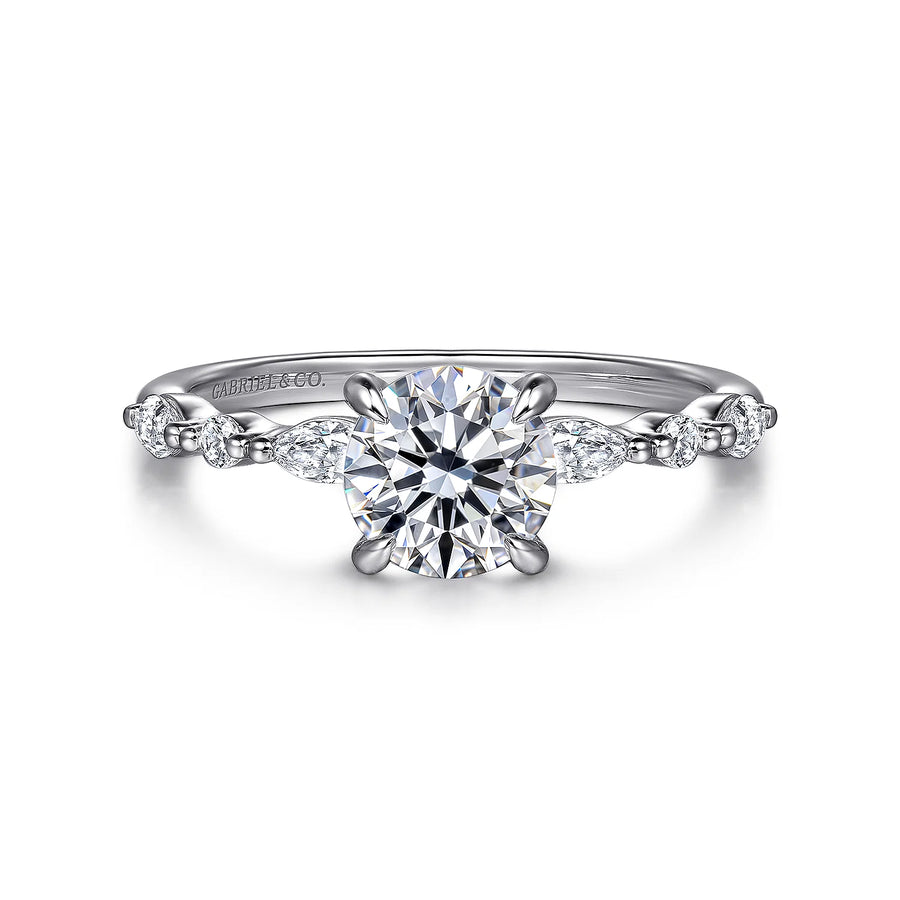 Gabriel & Co 14K White Gold Round Diamond Engagement Ring