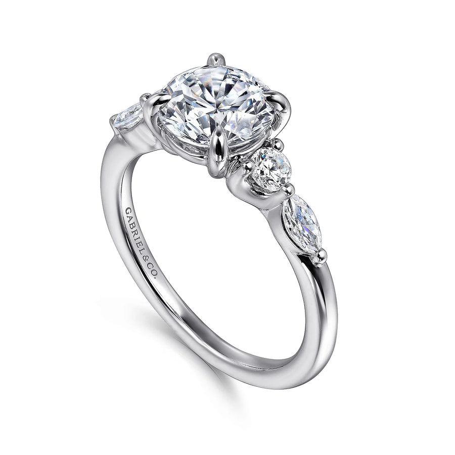 Gabriel & Co 14k White Gold Five Stone Engagement Ring