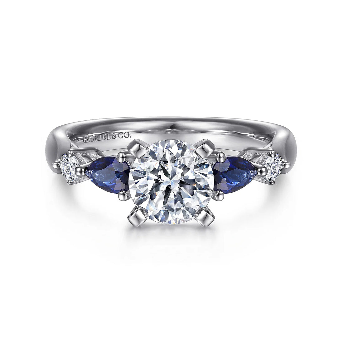 Gabriel & Co 14k White Gold Multi-Stone Engagement Ring