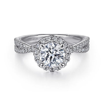 Gabriel & Co 14K White Gold Round Halo Diamond Engagement Ring