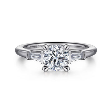 Gabriel & Co 14K White Gold Round Three Stone Diamond Engagement Ring