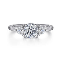 Gabriel & Co 14K White Gold Round Three Stone Diamond Engagement Ring