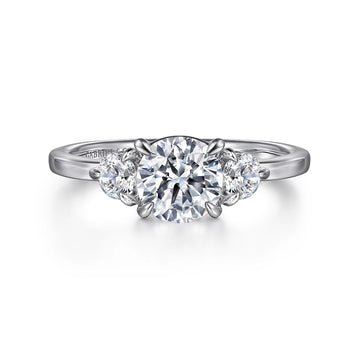 Gabriel & Co 14K White Gold Round Three Stone Diamond Engagement Ring