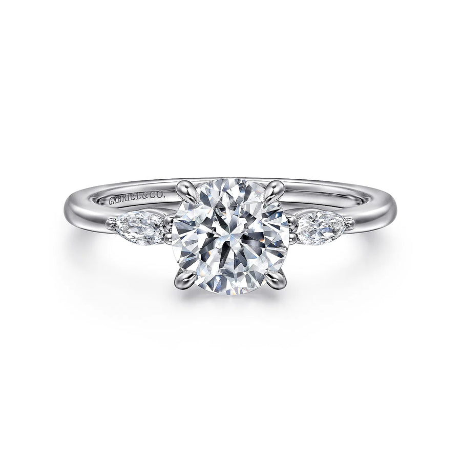 Gabriel & Co 14k White Gold Three Stone Engagement Ring