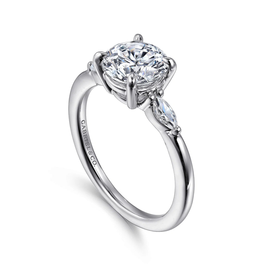 Gabriel & Co 14k White Gold Three Stone Engagement Ring